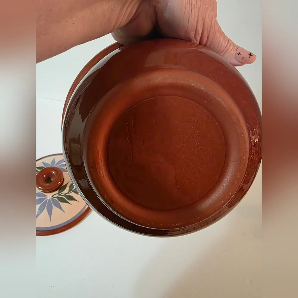 Hand Crafted Redware Pottery Casserole Mexico